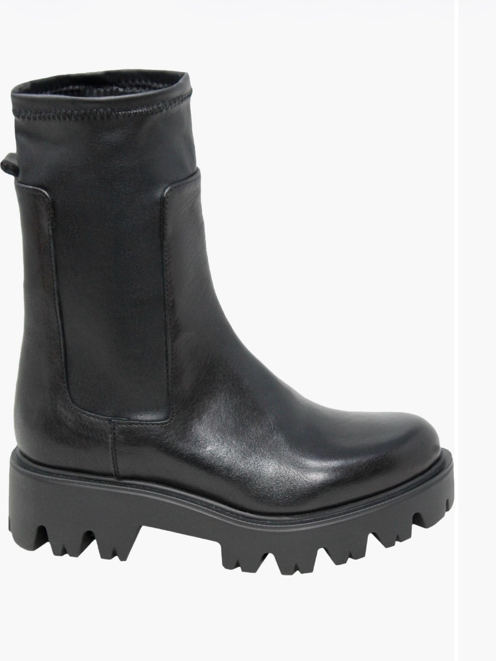 Charles David Hallow Black Leather Lug-Sole Booties sz 38
